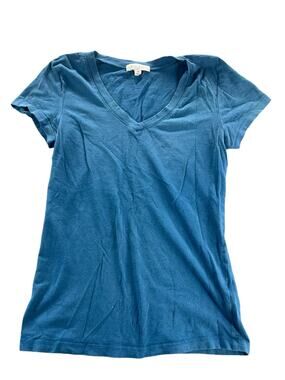 Active Basics Blue V-Neck Short Sleeve Casual T-Shirt Top Women's Size Medium